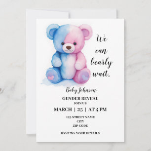 We can bearly wait gender reveal invitation