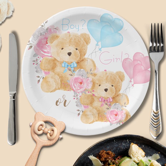 We can bearly wait Gender Reveal Paper Plate (Creator Uploaded)