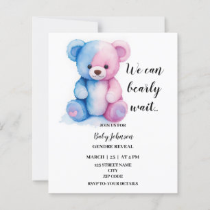 We can bearly wait gender reveal party invitation
