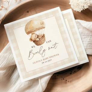 We Can Bearly Wait Gingham Teddy Bear Baby Shower Napkin