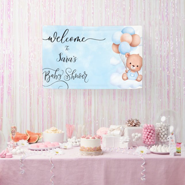 We can Bearly Wait Girl Baby shower Banner  (Party)