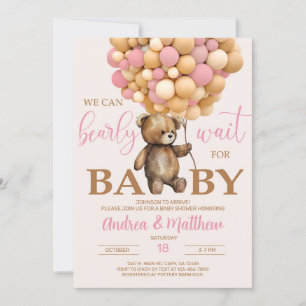 We can bearly wait girl baby shower invitation. invitation