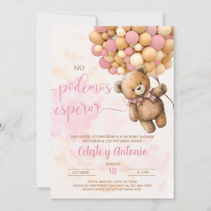 We can bearly wait girl baby shower invite Spanish