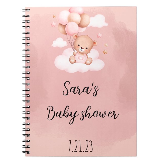 We can Bearly Wait Girl Baby Shower Notebook (Front)