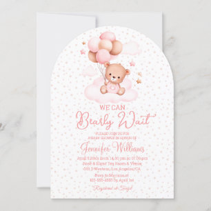 we can bearly wait, girl baby shower pink arch invitation