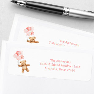 We Can Bearly Wait Girl Baby Shower Return Address