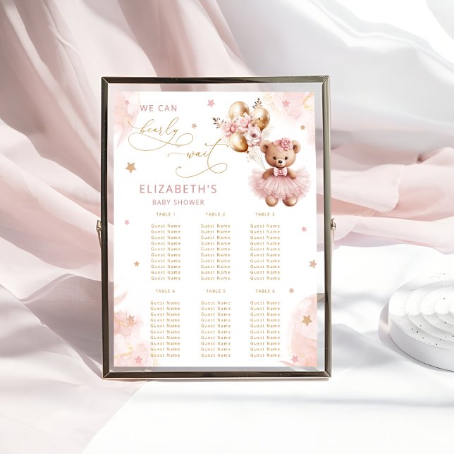 We Can Bearly Wait Girl Baby Shower Seating Chart (Creator Uploaded)