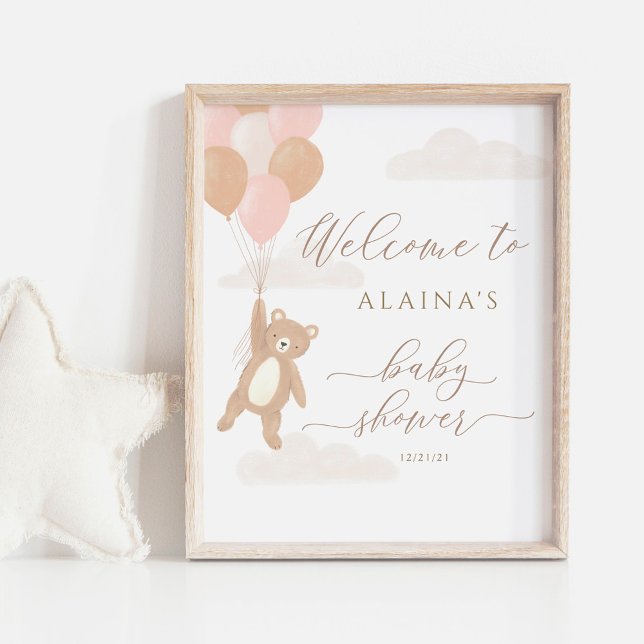 We Can Bearly Wait Girl Baby Shower Welcome Sign (Creator Uploaded)