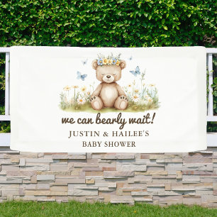 We Can Bearly Wait Girly Wildflower Baby Shower Banner