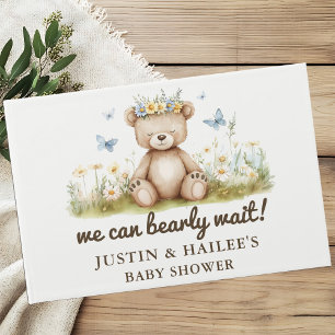 We Can Bearly Wait Girly Wildflower Baby Shower Guest Book