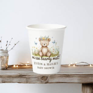We Can Bearly Wait Girly Wildflower Baby Shower Paper Cups