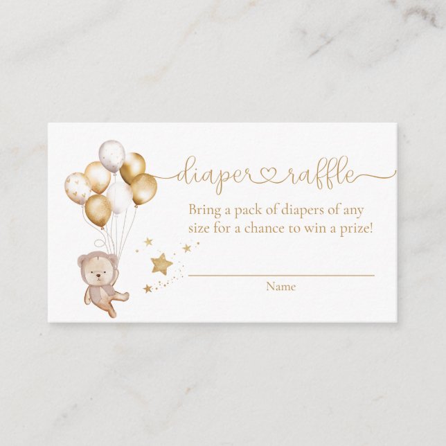 We Can Bearly Wait Gold Balloons Bear Book Request Enclosure Card (Front)
