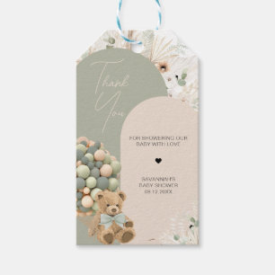 We Can Bearly Wait Green Baby Shower Favour Tags