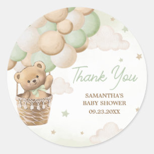 We Can Bearly Wait Green Bear Baby Shower Classic Round Sticker