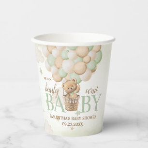 We Can Bearly Wait Green Bear Baby Shower Paper Cups
