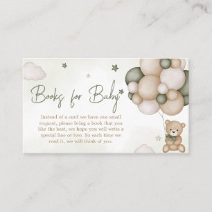 We Can Bearly Wait Green Boho Books for Baby Enclosure Card