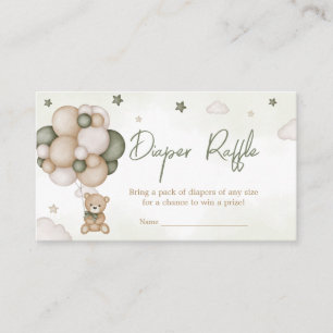 We Can Bearly Wait Green Boho Diaper Raffle Enclosure Card