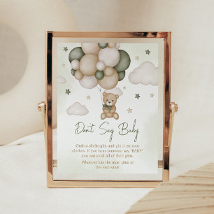 We Can Bearly Wait Green Boho Don't Say Baby Poster
