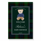 We can bearly wait green plaid baby shower welcome