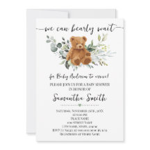 We Can Bearly Wait Greenery Bear Baby Shower