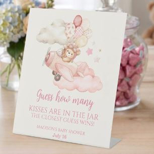 We Can Bearly Wait Guess How Many Kisses Pedestal Sign
