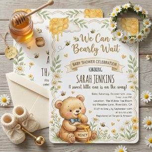 We Can Bearly Wait Honey Bear Baby Shower Invitation