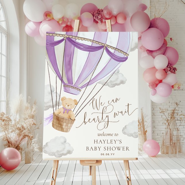 We Can Bearly Wait Hot Air Ballon Baby Shower Poster (Creator Uploaded)