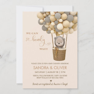 We can bearly wait hot air balloon and bear invite