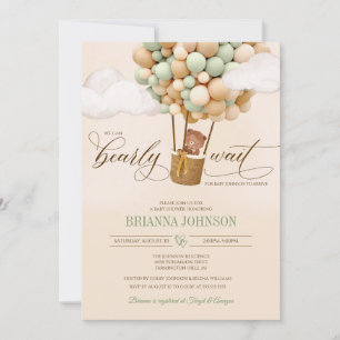We Can Bearly Wait, Hot Air Balloon Baby Shower Invitation