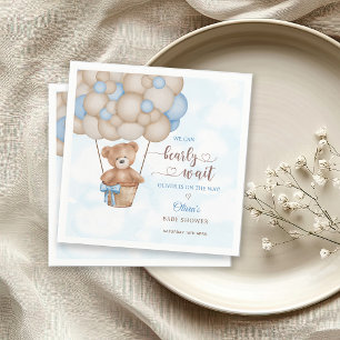 We Can Bearly Wait Hot Air Balloon Baby Shower Napkin