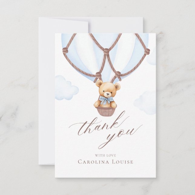 We Can Bearly Wait! Hot Air Baloon Thank You Card (Front)