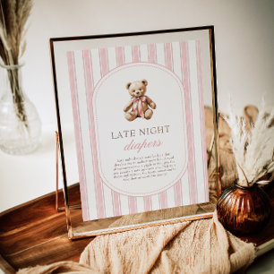 We Can Bearly Wait Late Night Diapers Game Sign