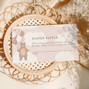 We Can Bearly Wait   Light Pink Raffle Shower Enclosure Card