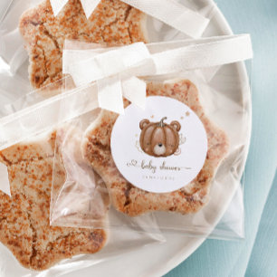 We Can Bearly Wait Little Pumpkin Bear   Classic Round Sticker