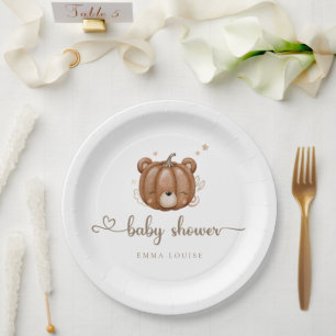 We Can Bearly Wait Little Pumpking Bear   Paper Pl Plate