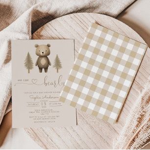 We Can Bearly Wait Minimalist Gender Neutral  Invitation
