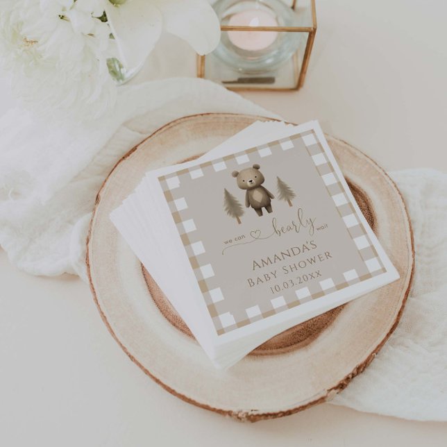 We Can Bearly Wait Minimalist Gender Neutral Napkin (Creator Uploaded)