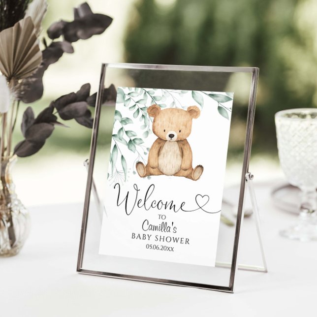 We Can Bearly Wait Minimalist Greener Baby Shower Poster (Creator Uploaded)