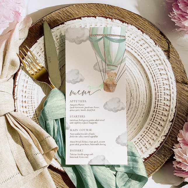 We Can Bearly Wait Mint Green Baby Shower  Menu (Creator Uploaded)
