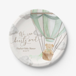We Can Bearly Wait Mint Green Baby Shower Paper Plate