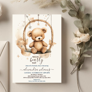 We Can Bearly Wait Modern Bear Baby Shower Invitation