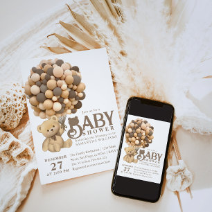 We Can Bearly Wait Modern Bear Baby Shower Invitation