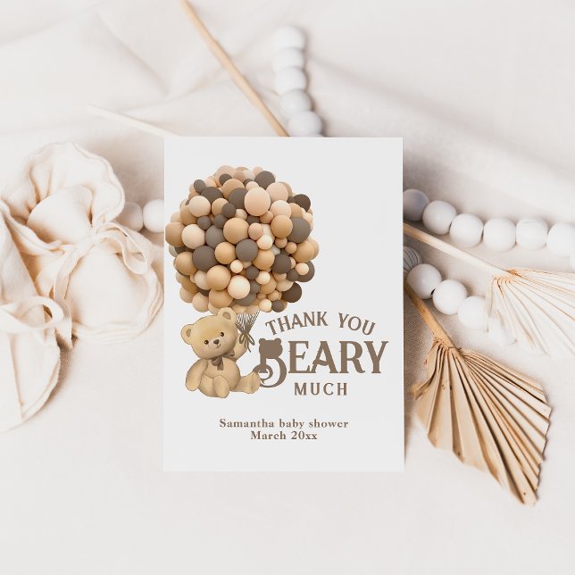 We Can Bearly Wait Modern Bear Baby Shower Thank You Card (Creator Uploaded)