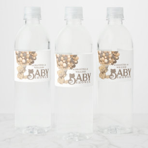 We Can Bearly Wait Modern Bear Baby Shower Welcome Water Bottle Label