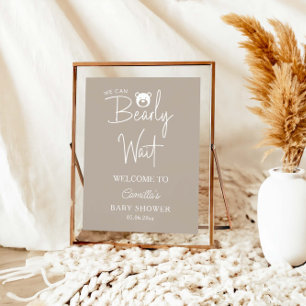 We Can Bearly Wait Modern Minimalist Baby Shower Poster