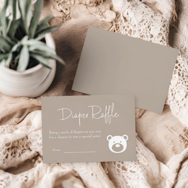 We Can Bearly Wait Modern Minimalist Diaper Raffle Enclosure Card (Creator Uploaded)