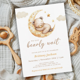 We Can Bearly Wait Moon Gender Neutral Invitation