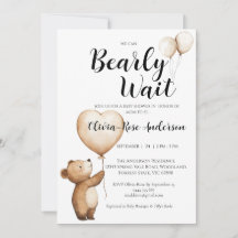 We Can Bearly Wait Neutral Baby Shower Invitation