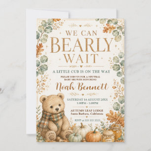 We Can Bearly Wait Neutral Baby Shower Invitation