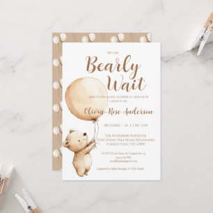 We Can Bearly Wait Neutral Baby Shower Invitation
